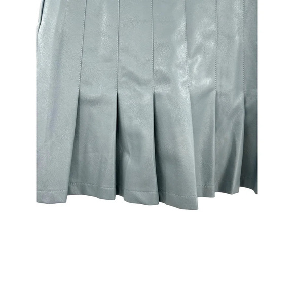 Aureum Sky Blue Vegan Leather Pleated Skirt‎ Size Small - Picture 7 of 11